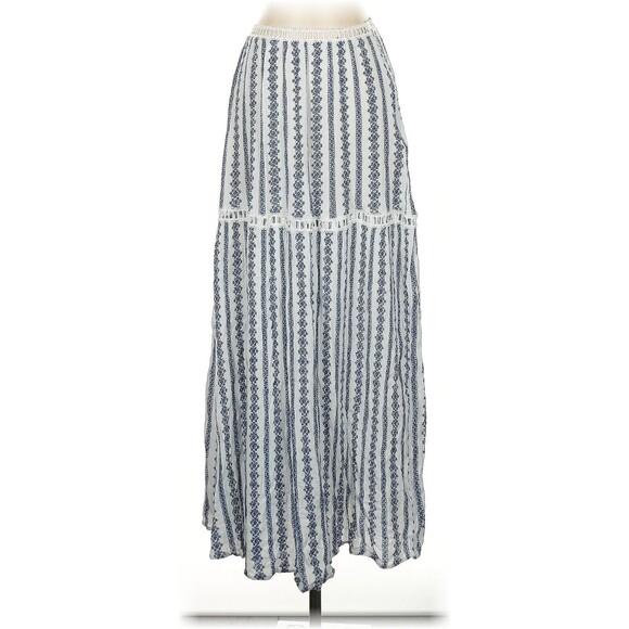 L'Atiste By Amy Womens Small Skirt Boho Blue Long Tiered Geometric Aztec South - Picture 1 of 2